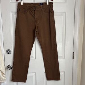 AG Adriano Goldschmeid the Everett slim straight brown tan size 33 hemmed 28